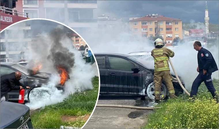 Edremit'te Park Halinde Otomobil yandı