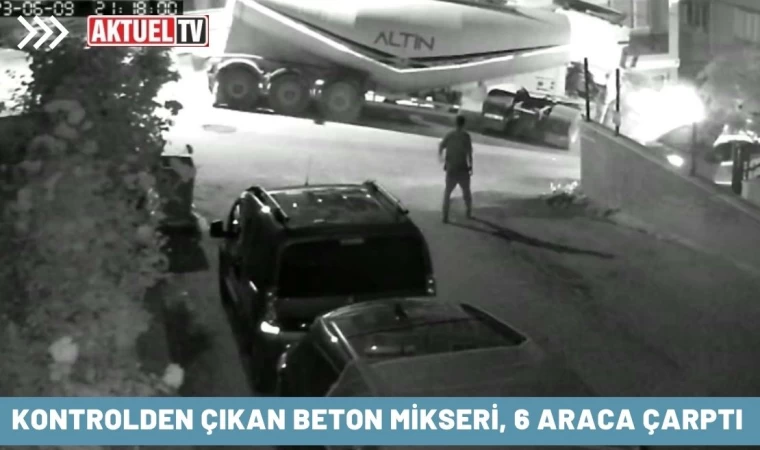 Kontrolden çıkan beton mikseri, 6 araca çarptı