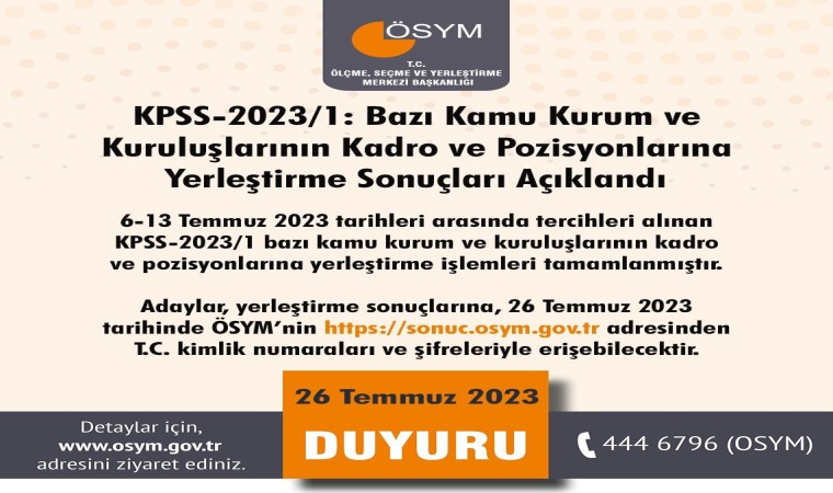 KPSS Kadro Ve Pozisyonlarına Yerleştirme Sonuçları Açıklandı