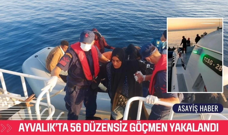 Ayvalık’ta 56 Düzensiz Göçmen Yakalandı