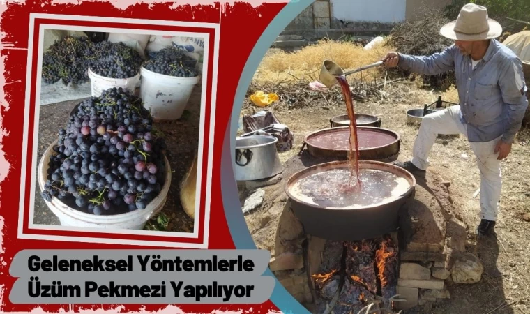 Geleneksel Yöntemlerle Üzüm Pekmezi Yapılıyor