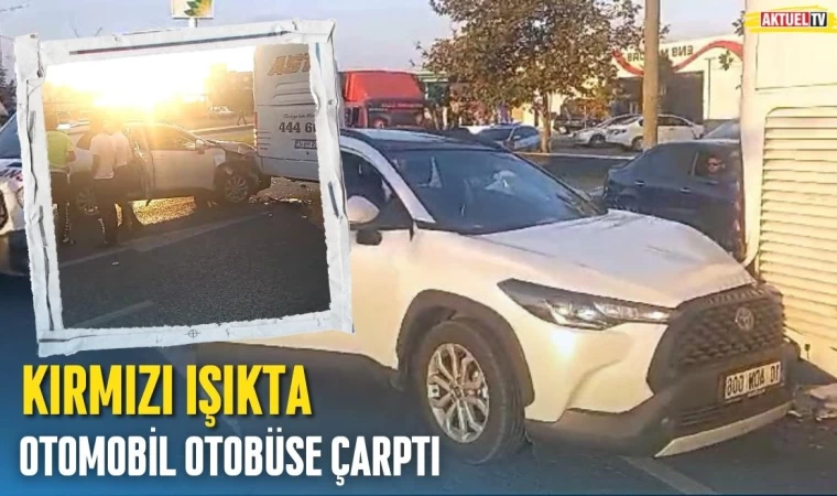 Kırmızı Işıkta Otomobil Otobüse Çarptı