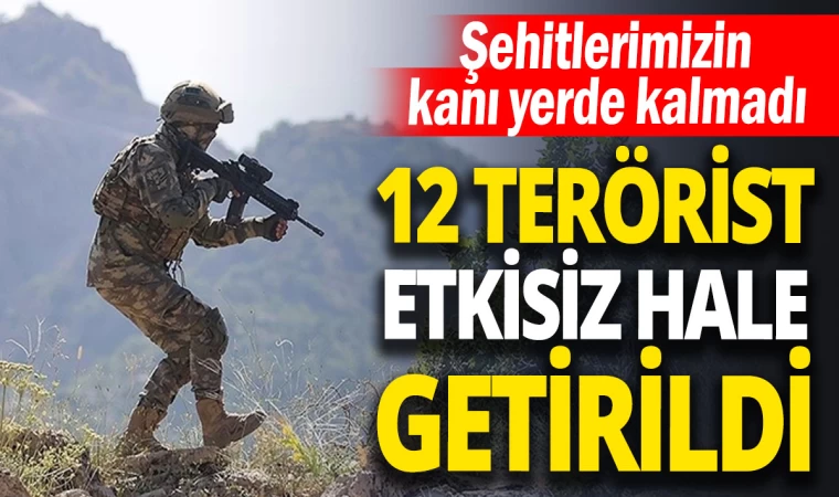 Şehitlerimizin Kanı Yerde Kalmadı, 12 Terörist Etkisiz Hale Getirildi