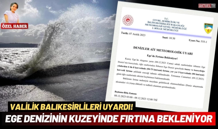 Valilik Balıkesirlileri Uyardı! Ege Denizinin Kuzeyinde Fırtına