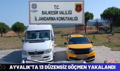 Ayvalık’ta 13 Düzensiz Göçmen Yakalandı