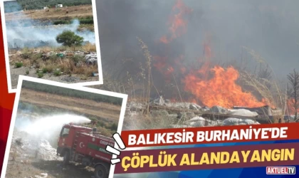 Burhaniye’de Çöplük Alanda Yangın Çıktı