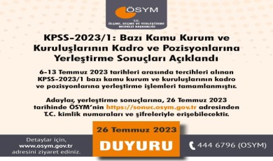 KPSS Kadro Ve Pozisyonlarına Yerleştirme Sonuçları Açıklandı