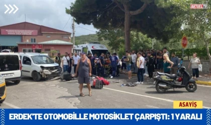 Erdek'te Otomobille Motosiklet Çarpıştı: 1 Yaralı