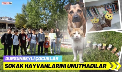 Dursunbey'de çocuklar sokak hayvanlarını unutmadı