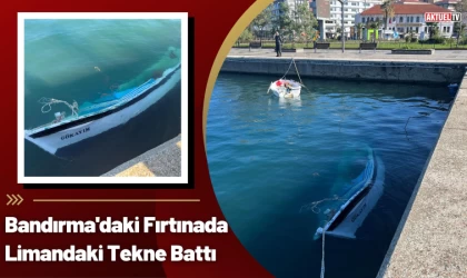 Bandırma'daki Fırtınada Limandaki Tekne Battı