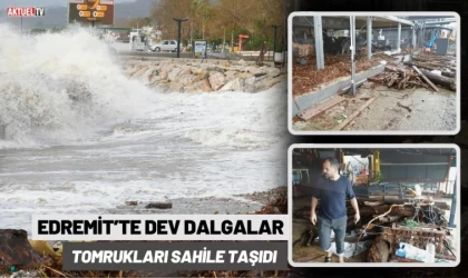 Dev Dalgalar Tomrukları Sahile Taşıdı