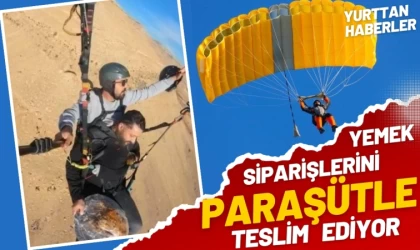 Yemek Siparişlerini Paraşütle Götürüyor